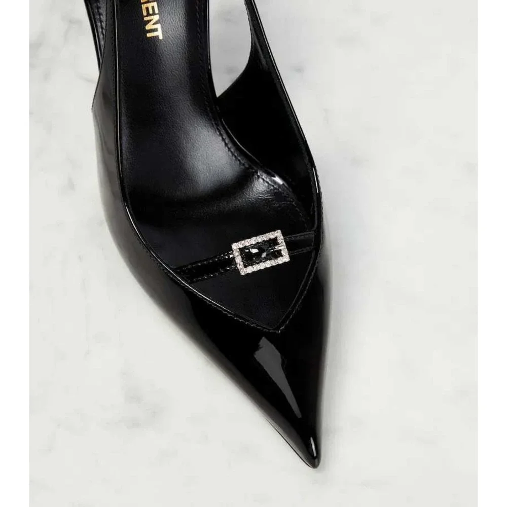 Saint Laurent Luna 105 Patent Leather Slingback Pumps $1,150 - Size 36 / US 6 - Picture 3 of 16